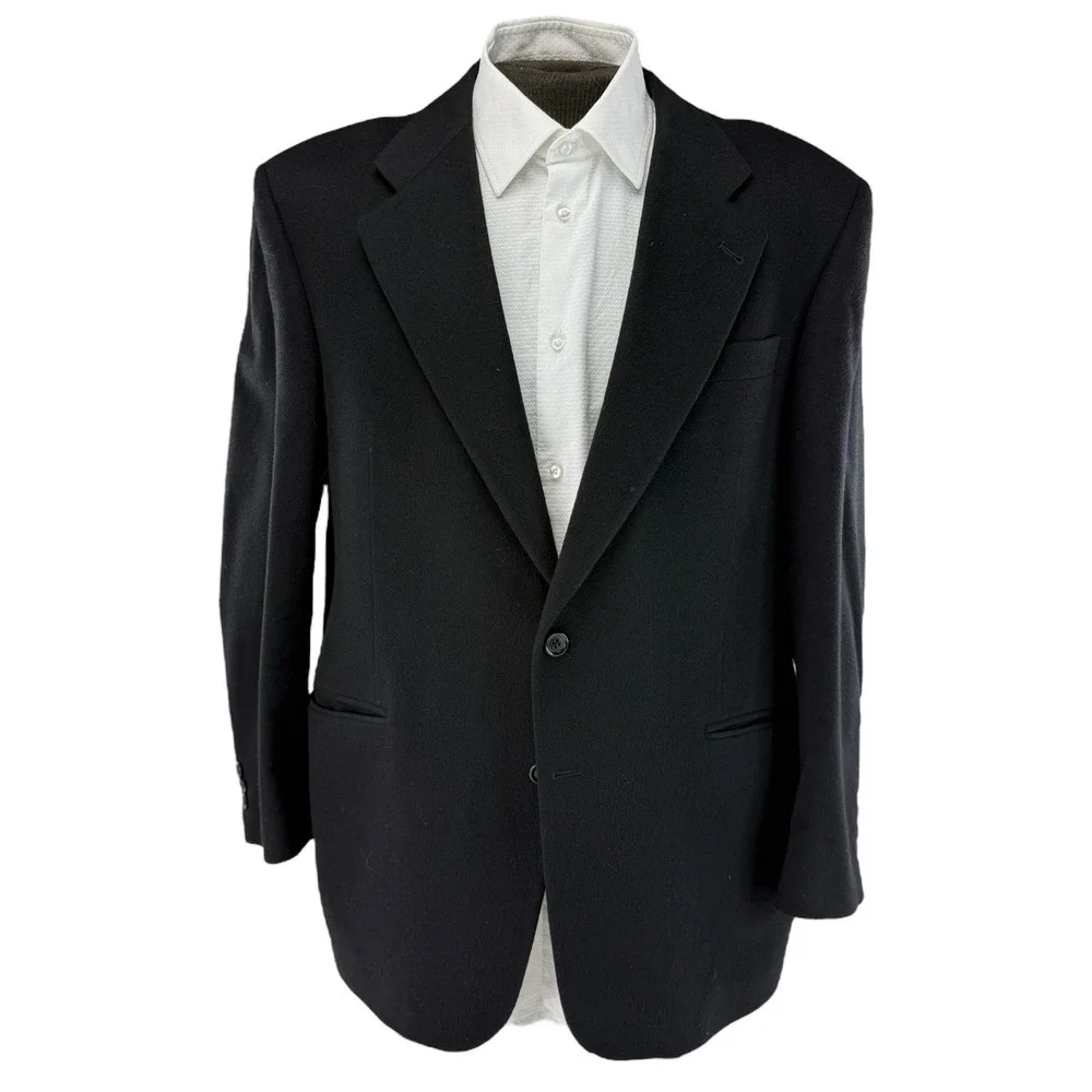 Saks‎ Fifth Avenue Loro Piana Black Cashmere Blazer 2 Button Men's Size 46R